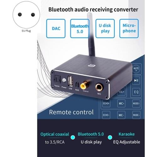 Wireless Bluetooth 5.0 Receiver Audio DAC Converter Player Microphone Optical Coaxial to RCA Aux Music Adapter