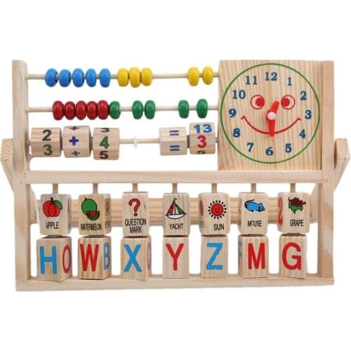 Color Wooden childrens multi-function Smile Face Calculation Frame Early Education Puzzle Learning Toys