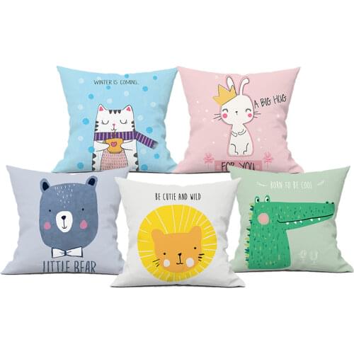 Cartoon animal Single Side Print Decorative Cushion Cover Throw Pillows Case for sofa bed Christmas Tree Decorations Home Decor