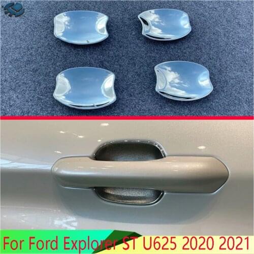For Ford Explorer ST U625 2020 2021 Car Accessories ABS Chrome Small Door Handle Bowl Cover Cup Cavity Trim Insert Catch