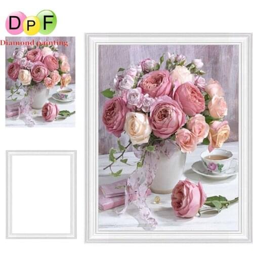 DPF 5d Diamond painting Cross Stitch Elegant flower Round full diamond Mosaic Frame Diamond Embroidery Needlework home decor