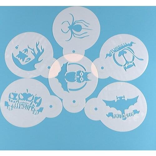 Facemile 6PCS Halloween Stencil Witch Spider Owl Tree Set For DIY Lace Scrapbooking Cake Cookie Decor Art Painting Template Mold