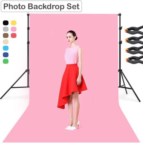 Photography 2m*2m Backdrop Support Stand Metal Tripod & 200cm*300cm Photo Non-Woven Fabric Backdrop Cloth for Studio Video