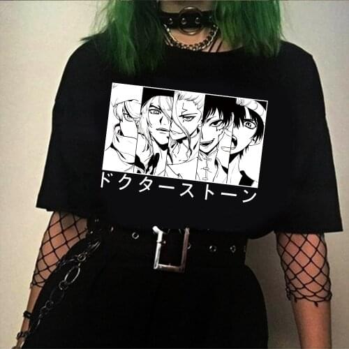 2021 New Japanese Anime Dr.STONE T Shirt Men Kawaii Funny Harajuku Manga T-shirt Unisex Tshirt Male