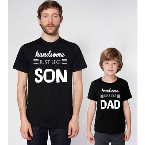 Fashionable Family Funny Letter Printing Handsome JUST LIKE DAD SON T-shirt Father and Son Clothes Matching Shirt Kid Shirt