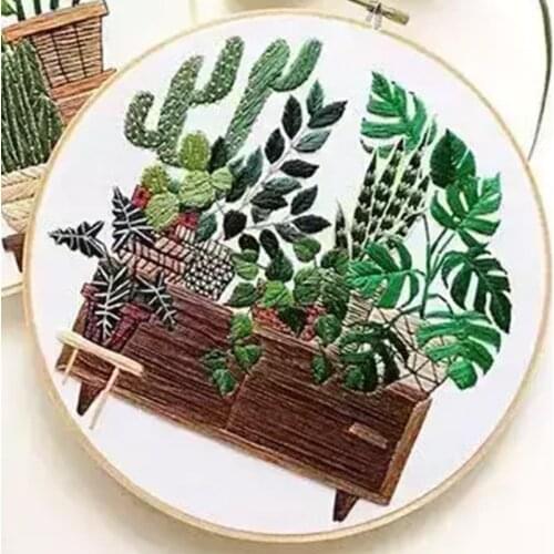 3D Embroidery Painting Novice Practice Kit Plant Cross Stitch Needlework Toolkit for Beginner Handicrafts Wall Painting 20cm