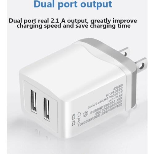 New Arrival Hot Selling QC3.0 Fast Mobile Phone Charger 5V2A Dual USB Charging Head for iPhone Android