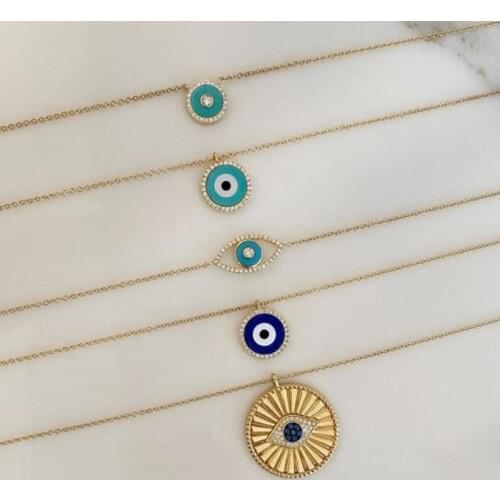 Charms Evil Eyes Necklace For Women Vintage Ethnic Turkey Blue Eye Pendant Choker Clavicle Chain Necklaces Goth Bohemian Jewelry