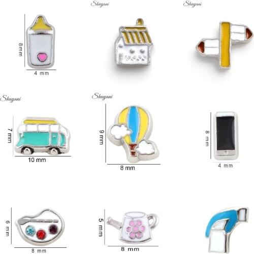 F191 Alloy Metal Hot Air Balloon Charms Fit Memory Glass Floating Locket DIY Accessories 9*8mm