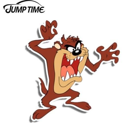 Jump Time 13cm x 12cm for Tasmanian Devil Car Stickers Funny Vinyl Decal Laptop Travel Luggage Bike Waterproof Car Accessories