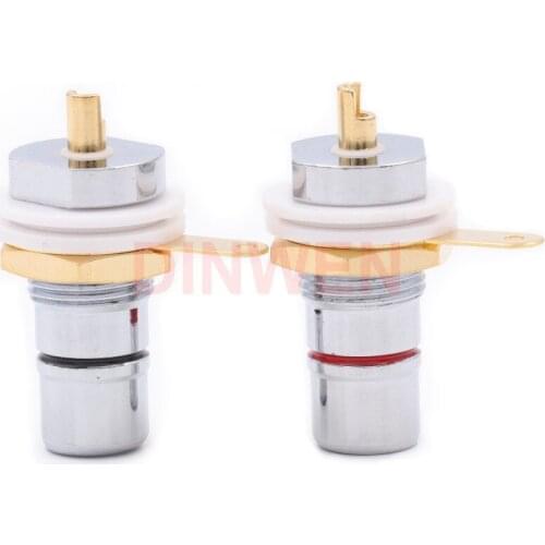 1PC RCA JACK SOCKET Rhodium plated Brass Female Phono Jack RCA Connector for Amplifier DVD CD Player Preamp DAC Speaker DIY HiFi