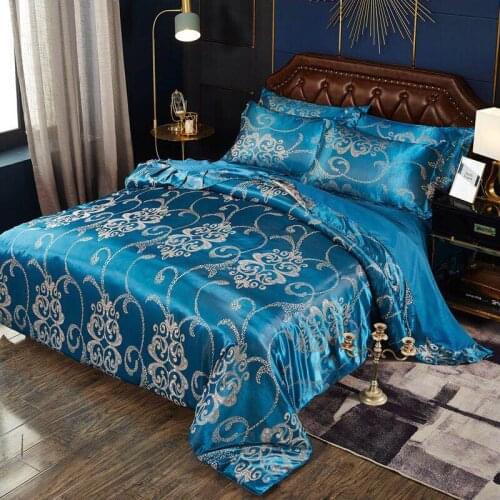 2020 Flowers Jacquard luxury bedding set queen/king size bed set 4pcs cotton silk lace ruffles duvet cover Fitted/bed sheet sets
