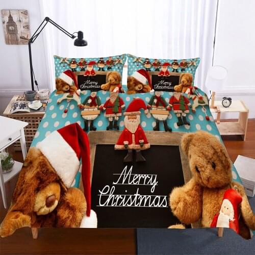 Christmas Duvet Cover Set Luxury Bedding Set 3d Printing Teddy Bear Quilt Cover Single Double Queen King Size Home Textiles
