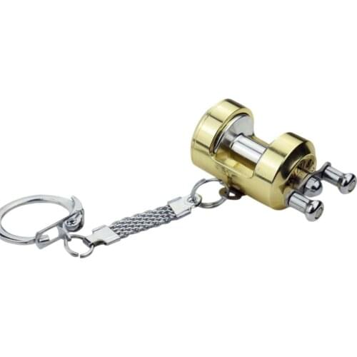 Fishing Reel Keychain Aluminum Alloy Reel Keychain Bag Pendant Fish Wheel Keychain Gold Color Fly Fisherman Spinning Fishing