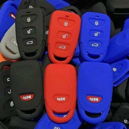 Silicone Key Cover For Hyundai Sonata Santa Fe Elantra for Kia Forte Soul Rio smart remote holder