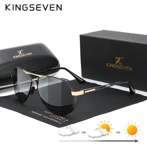 KINGSEVEN Mens Aluminum Sunglasses Photochromic With Polarized Lens Steampunk Style Fishing Driving Sun glasses Men Goggles