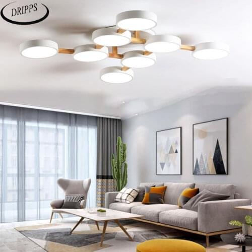 Nordic LED ceiling lamp solid wood chandelier living room ceiling lamp LED chandelier bedroom lighting factory direct light lamp