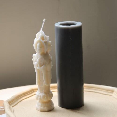 Three-faced Buddha Candle Mold Avalokitesvara Self-made Buddha Candle DIY Scented Candle Cake Silicone Mold Candle Making Kit