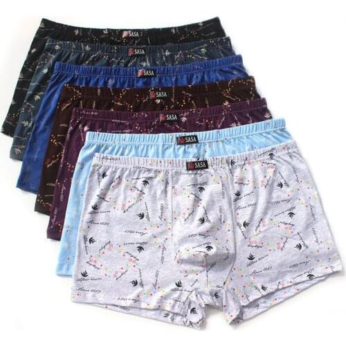 6pcs/Lot 100% Cotton Loose Boxers Four Shorts Underpants MenS Boxers Shorts Breathable Underwear printing Comfortable cotton