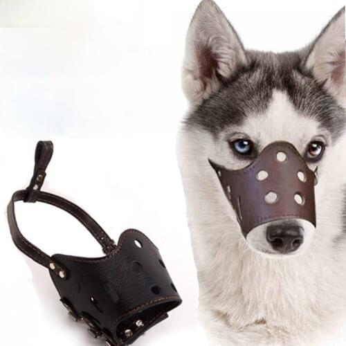 Comfy Soft leather Pet Dog Muzzle Breathable Basket Muzzles for Small Medium Large and X-Large Dogs Stop Biting Barking Chewing