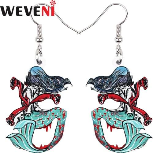 WEVENI Halloween Acrylic Horror Blood Tentacle Fish Beauty Earrings Fashion Big Drop Dangle Charm Jewelry For Women Girls Gifts