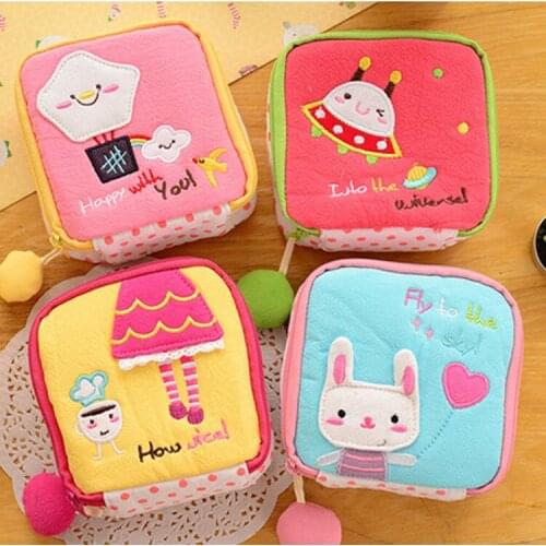 Womens sanitary napkins multifunctional large-capacity cartoon cotton cloth home fabric sanitary napkin storage bag