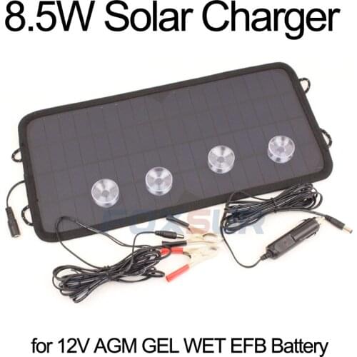 12V 8.5W Solar Panel Charger motorcycle Scooter Car 18V Solar Cells Battery Charger Car battery maintenance High efficiency