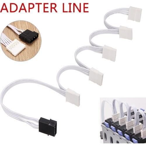 2pcs 4PIN IDE 1 to 5 SATA Hard Disk Splitter Cable Line 18AWG White Power Cables For PC Server HDD SSD