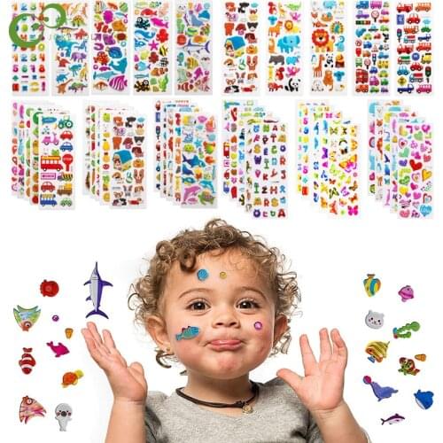 20/40 Sheets Cute 3D Puffy Bulk Stickers for Girl Boy Toys Kids Birthday Gifts Scrapbooking Cars Animals Cartoon Stickers YJN