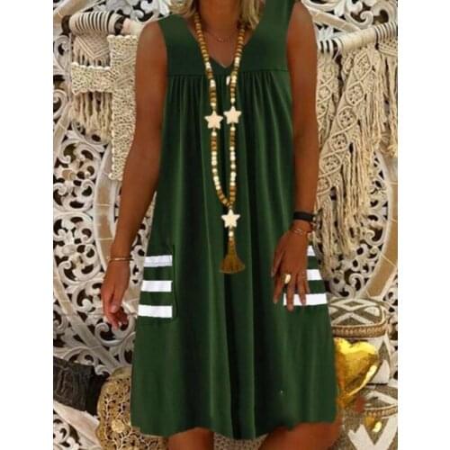 2021 The New Fashion Sleeveless Loose Dress Casual Plus Size Dress Striped Dress Women