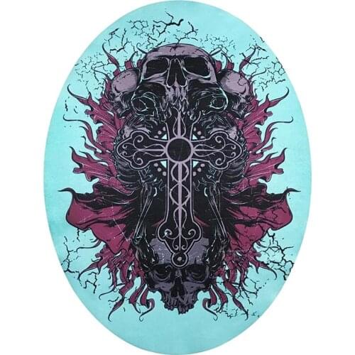 36.2cm*47.8cm Oval Cross Skull Large Embroidered Cloth with Coat Decoration, Back Patch, Down Jacket Decoration Label