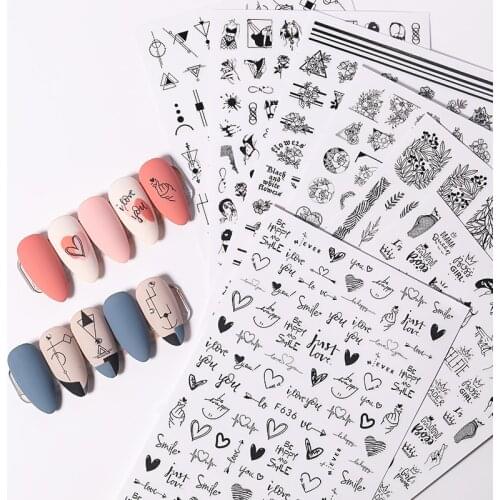 3D Nail Sticker Sexy Girl Letter Nail Art Decorations Foil Love Heart Design Nails Accessories Fashion Stickers