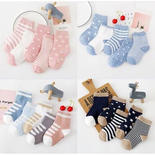 5 Pair/Lot Kids Soft Cotton Socks Boy,Girl,Baby,Cute Cartoon Warm Stripe Fashion Sport Socks Autumn Winter Children Baby Socks