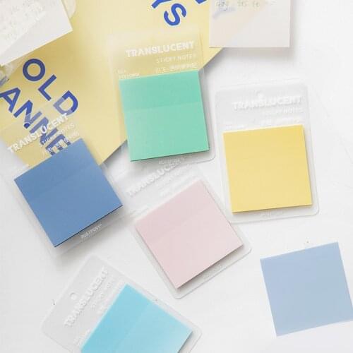 50pcs / Morandi solid color Notepad cute diary message Notepad bookmark scrapbook decoration transparent n times sticky