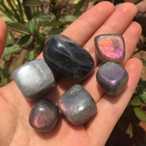 6pcs Natural Purple Gloden Flash Labdorite Stone Cubic Crystal Tumbled Stones Cube Collectible Minerals Specimen for Home Decor