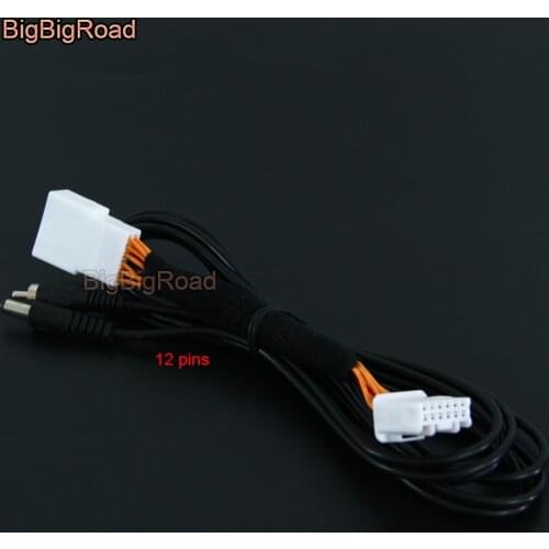 BigBigRoad Car Rear View Camera 12 Pins RCA Adapter Connector Wire Cable For Mazda 3 Mazda3 Axela Sedan BM 2014 2015 2016 2017