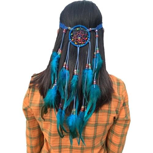 Boho Headdress Feather Headband Accessories Feather Elastic Gypsy Festival Headband Indian Fancy Headpieces