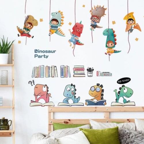 Large Dinosaur Combination Wall Stickers Home Decor Kids Room Bedroom Bedside Study Wall Decoration Self-adhesive Cartoon Decals