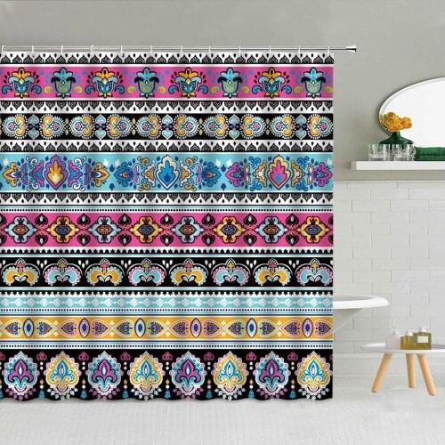 Color Retro Ethnic Pattern Shower Curtain Waterproof Polyester Fabric High Quality Bath Screen With Hook Home Decor 3D Printed