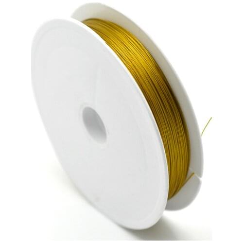 DoreenBeads gold color Steel Beading Wire 0.45mm, 1 roll (80 Meters)