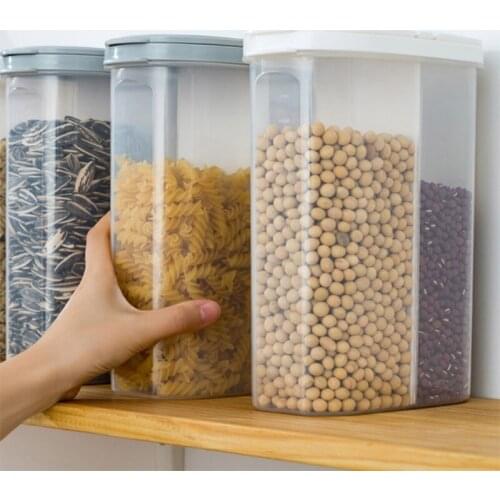 Double Grid Plastic Storage Jar Noodle Storage Box With Cover Home Kitchen Storage Grain Box Refrigerator Sealed Jar