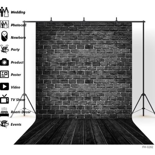 Dark Brick Wall Wooden Floor Vintage Backdrop Photo Studio Props Newborn Portrait Photography Pet Birthday Photocall Backgrounds