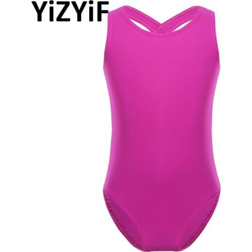 Girls Gymnastics Clothes Kids Dresses for Ballet Sleeveless Tank Leotard Dance Children Stage Performance Clothes with Lace Back