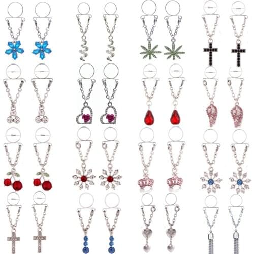 1Pair Stainless Steel Fake Nipple Piercing Ring Heart Crown Non Piercing Fake Nipple Shield Prendedor De Mamilos Sexy Jewelry