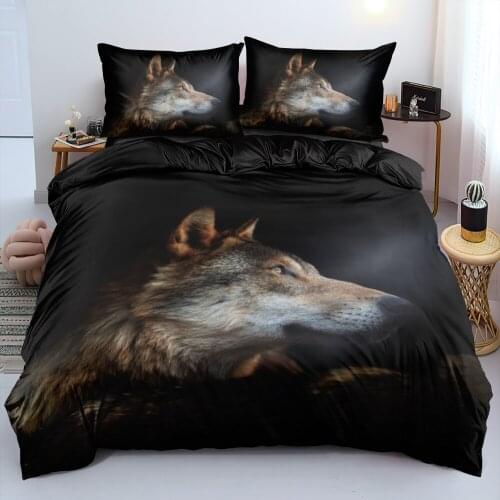 Duvet Cover Sets Wolves Double,Twin,Single Digital Printing Comforter Covers Bed Linen 3pcs Bedding Set Black 150x200cm Size