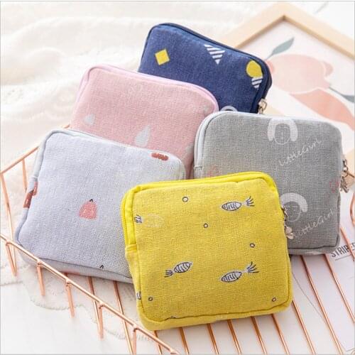 Short Zipper Small Purse Wallet Simple Mini Pouch Youth Card Holder Make Up Cartoon Square Cosmetic Bag