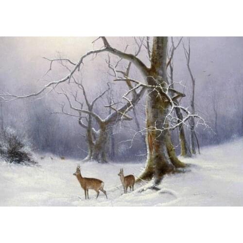 Roe Deer in A Winter Land scapen Novelty Metal Sign Home Thanksgiving Wall Decoration Man Cave 8X12 inch
