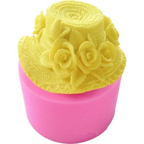 Beautiful 3D Flower Hat Molds For Fondant Sugar Jello Jelly Soap Cake Decorating Tools Silicone Moulds Candle Mold E560