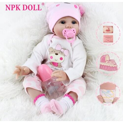 NPK DOLL Reborn Baby Doll Girl Toys 22 Inch Lifelike Real Baby Soft Clothes Body BeBe Handmade Kits Birthday Pink Princess