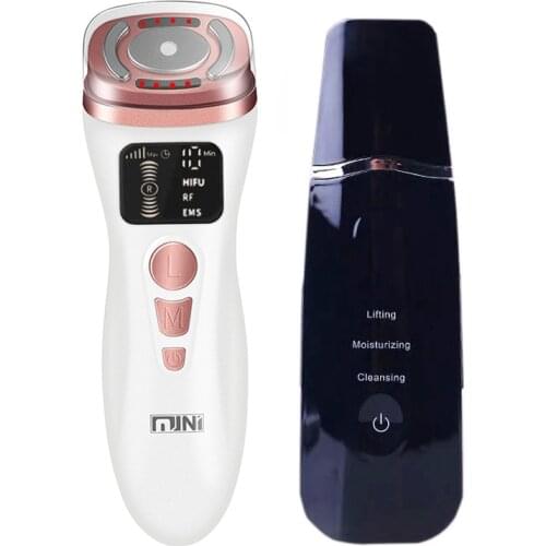 Mini HIFU Machine EMS Microcurrent RF Radio Frequency Face Lifting Anti Wrinkles Device Beauty LED Light Therapy Skin Care Tools